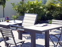 Mesa de terraza de aluminio extensible
